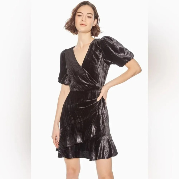 PARKER Hayden Velvet Metallic Wrap Dress in Imperial‎ Foil - Picture 1 of 8